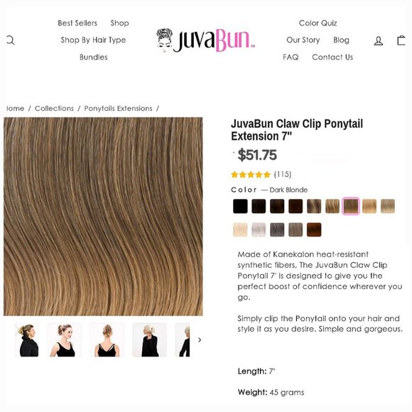 'JUVA~BUN' HAIR STYLING BUILT-IN 'CLAW CLIP' PONYTAIL - Picture 10 of 16